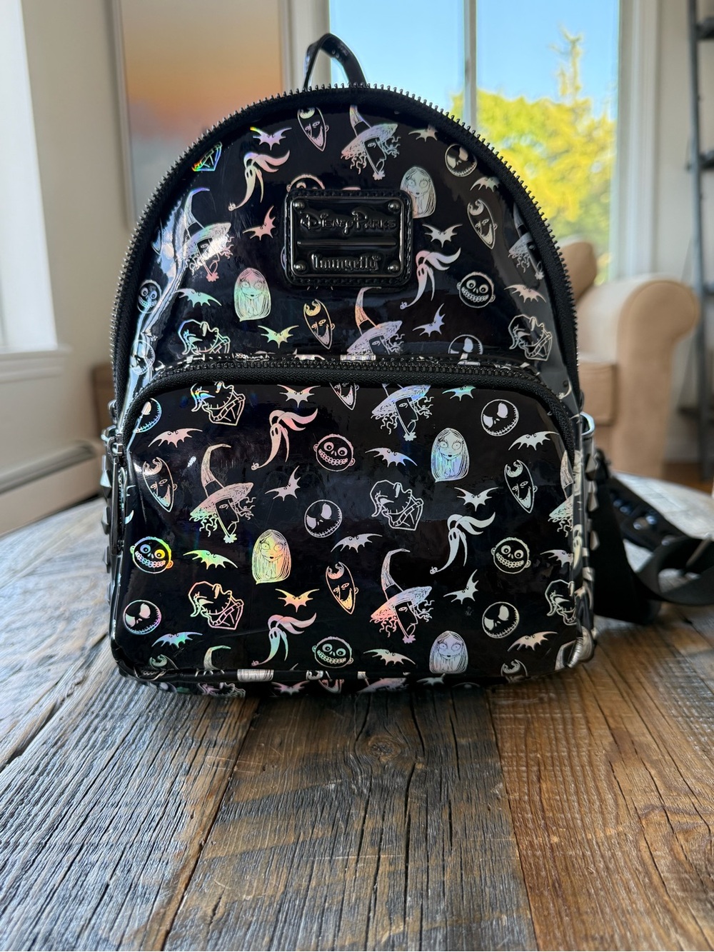 Loungefly Black Holographic Nightmare Before Christmas Mini Backpack